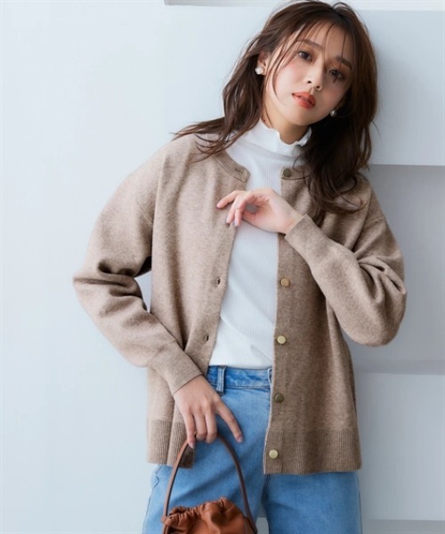 nissen(ニッセン)の「スウェットライクニットカーディガン(カーディガン/ボレロ・レディース・ロイヤルブルー/ベージュ系/ブラック/パープル/杢グレー/モカ/ライラック系/ネイビー系/オートミール/レッド・M/L/S/LL)」の4枚目の写真