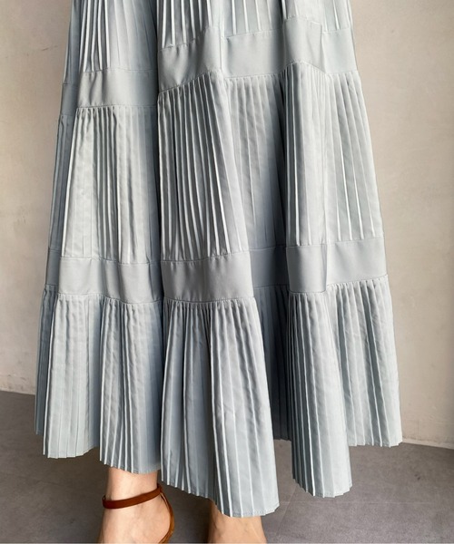 DouDou（ドゥドゥ）の「【新色追加】【WEB限定】 三段プリーツスカート（スカート・レディース・ホワイト系その他/ブラック/ライトグレー/サックスブルー/モスグリーン/ネイビー・FREE）」の20枚目の写真