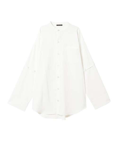 ANDGEEBEE（アンジービー）の「UNISEX スタンドネックボタンシャツ（シャツ/ブラウス・レディース・ホワイト/チャコールグレー・X-LARGE）」の8枚目の写真