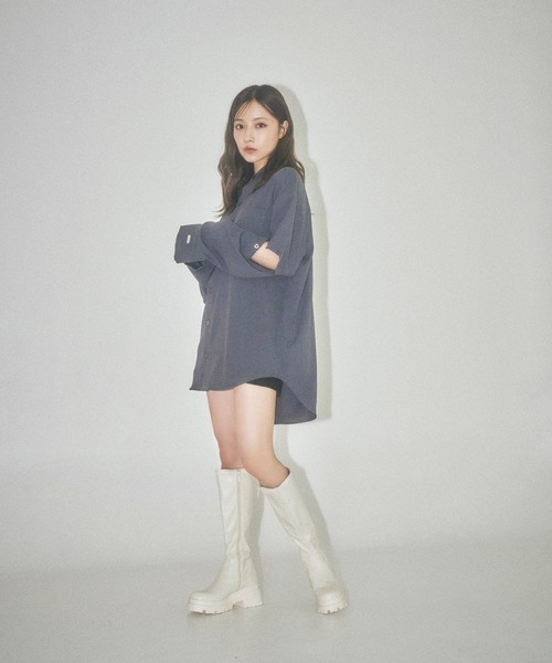 ANDGEEBEE（アンジービー）の「UNISEX スタンドネックボタンシャツ（シャツ/ブラウス・レディース・ホワイト/チャコールグレー・X-LARGE）」の15枚目の写真