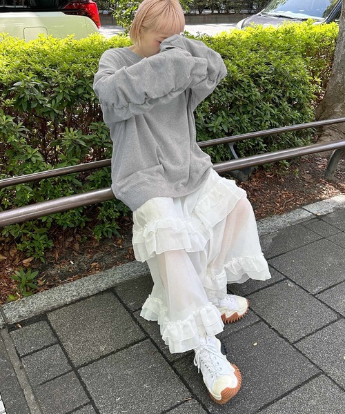 Alley by w closet（アリーバイダブルクローゼット）の「【Alley】クルーネックギャザースウェット（スウェット・レディース・オートミール/グレー・FREE）」の14枚目の写真