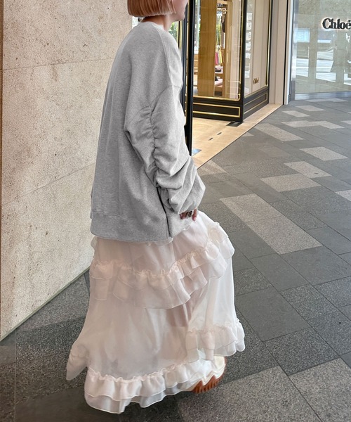 Alley by w closet（アリーバイダブルクローゼット）の「【Alley】クルーネックギャザースウェット（スウェット・レディース・オートミール/グレー・FREE）」の19枚目の写真