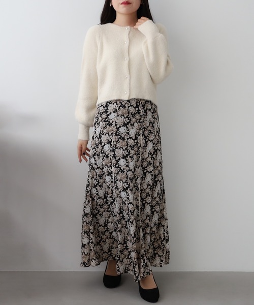 ASTORIA ODIER（アストリアオディール）の「パイピング花柄ロングスカート（スカート・レディース・ピンクベージュ/ブラック・MEDIUM/SMALL）」の10枚目の写真