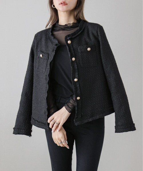 AMELY(エミリー)の「ツイードジャケット(その他アウター・レディース・ブラック/ブラック系その他・L/M)」の2枚目の写真