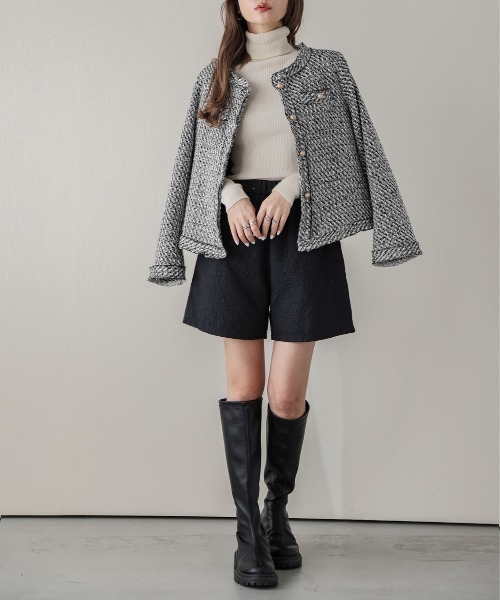 ファンシーチェックツイードジャケット＞はe-shoppingに2月上旬