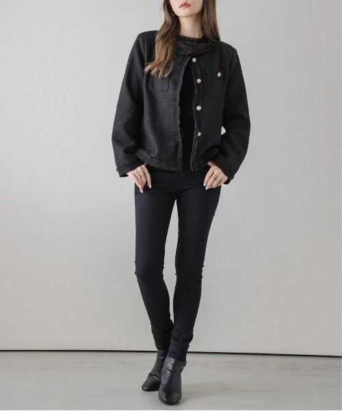 AMELY(エミリー)の「ツイードジャケット(その他アウター・レディース・ブラック/ブラック系その他・L/M)」の3枚目の写真