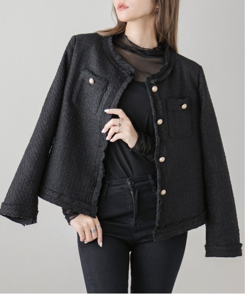 AMELY(エミリー)の「ツイードジャケット(その他アウター・レディース・ブラック/ブラック系その他・L/M)」の5枚目の写真