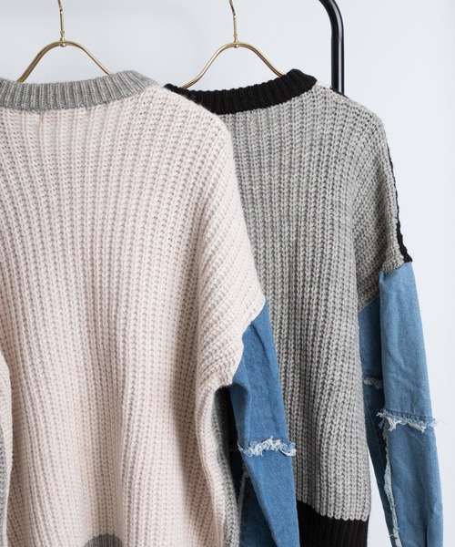 pumpkin port（パンプキンポート）の「配色切替 デニム袖 オーバー