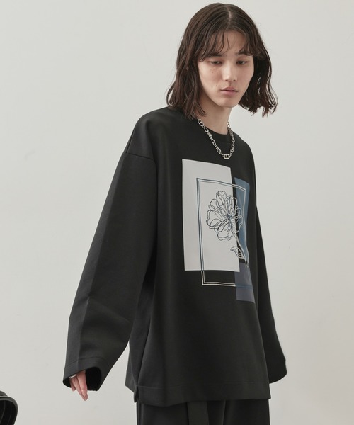 JUNRED（ジュンレッド）の「オーバーラップアートワイドスリーブPO（Tシャツ/カットソー・メンズ・ブラック/ホワイト・L/M/S）」の2枚目の写真