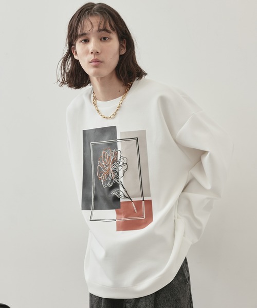 JUNRED（ジュンレッド）の「オーバーラップアートワイドスリーブPO（Tシャツ/カットソー・メンズ・ブラック/ホワイト・L/M/S）」の5枚目の写真