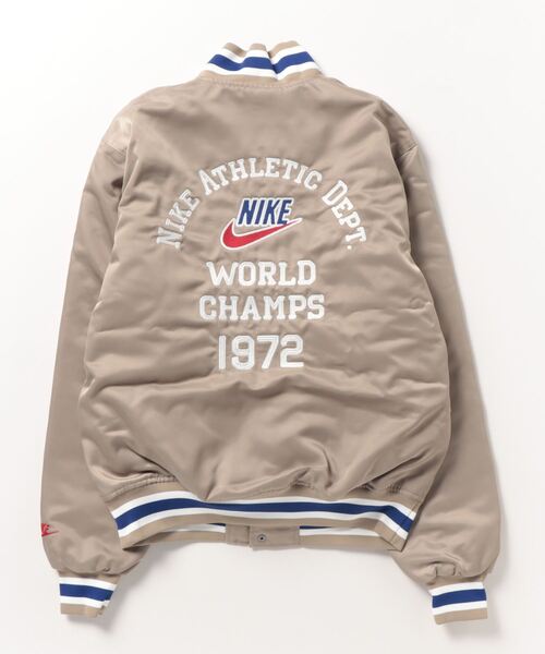 NIKE(ナイキ)の「ナイキ NIKE ナイキ サテン DUGOUT ジャケット NCPS(スタジャン・レディース・カーキ/ブルーグレー・L/M/S)」の5枚目の写真