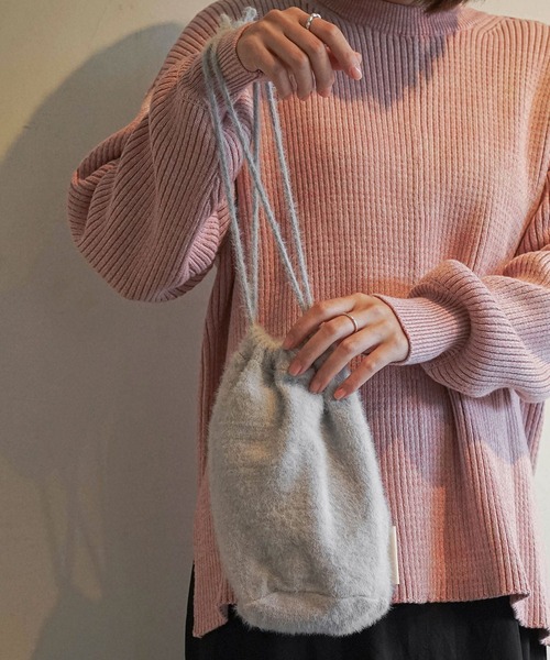 odds MOHAIR POUCH オッズ モヘアポーチ 巾着バッグ ミニ バケット