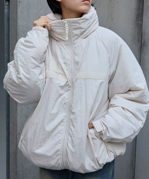 セール】2WAY 撥水ナイロン ビッグシルエット ミリタリーショート中綿