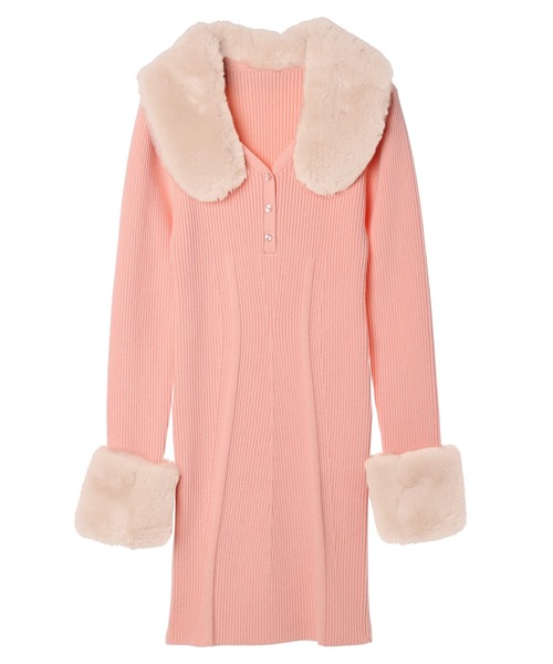 DURAS（デュラス）の「3wayファー付きニットミニワンピース（ワンピース・レディース・ブルー/ホワイト/ライトピンク・FREE）」の15枚目の写真