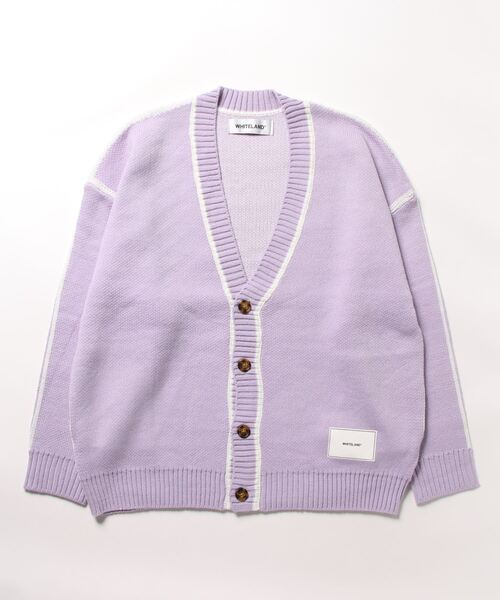 WHITELAND(ホワイトランド)の「【WEB&DEPOT限定】WHITELAND/ホワイトランド/LINE CARDIGAN(カーディガン/ボレロ・レディース・ブラック/アイボリー/ラベンダー・F)」の3枚目の写真
