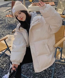 shopnikoniko（ショップニコニコ）の「中綿ブルゾン ワンポイントロゴ ボリューム 中綿ジャケット（ブルゾン）」