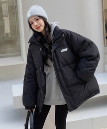 shopnikoniko（ショップニコニコ）の「中綿ブルゾン ワンポイントロゴ ボリューム 中綿ジャケット（ブルゾン）」