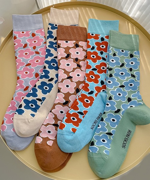 aimoha（アイモハ）の「【mosox】花柄靴下5点セット（ソックス/靴下  