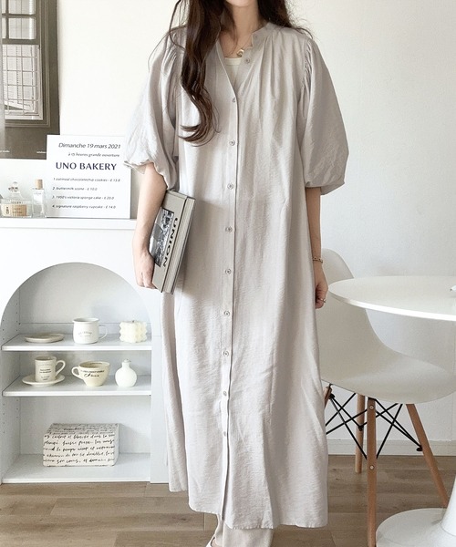 セール】大人の華やかさ。前後2wayボリュームスリーブロングシャツ