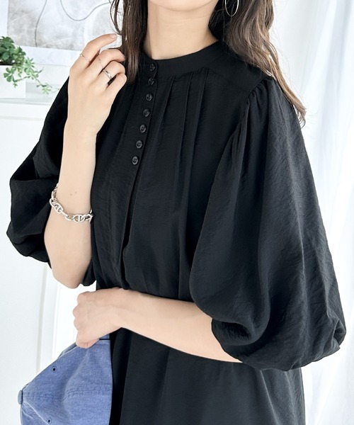 カルドファブリカ　2wayシャツワンピース　ロングガウン　タッセル　ボリューム袖 カルドファブリカ 2wayシャツワンピース ロングガウン タッセル