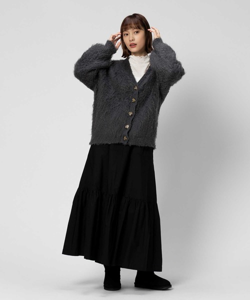 HONEYSUCKLE ROSE（ハニーサックルローズ）の「【HONEYSUCKLE ROSE】シャギーカーデ（カーディガン/ボレロ・レディース・ブルー/オフホワイト/ダークグレー・L/M）」の8枚目の写真