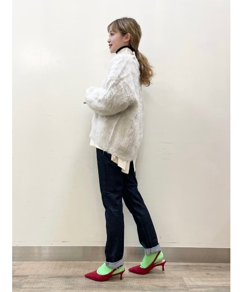 HONEYSUCKLE ROSE（ハニーサックルローズ）の「【HONEYSUCKLE ROSE】シャギーカーデ（カーディガン/ボレロ・レディース・ブルー/オフホワイト/ダークグレー・L/M）」の13枚目の写真