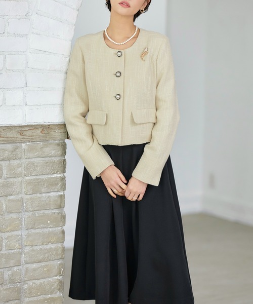 選べるスカートシルエット】ツイードジャケット＆フレア/マーメイド