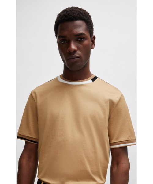 BOSS シルケットコットン Tシャツ シグネチャーストライプ セール】シグネチャーストライプ シルケットコットン Tシャツ（T