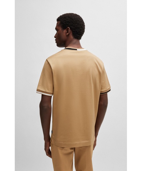 BOSS シルケットコットン Tシャツ ミックスストライプ BOSS - シルケットコットン Tシャツ ミックスストライプ - ブラック