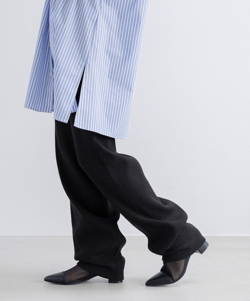 yuw（ユウ）の「イージーリブニットパンツ 991349（スウェットパンツ・レディース・ホワイト/ブラック・FREE）」の8枚目の写真