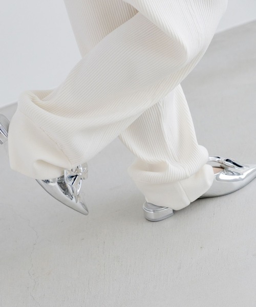 yuw（ユウ）の「イージーリブニットパンツ 991349（スウェットパンツ・レディース・ホワイト/ブラック・FREE）」の18枚目の写真