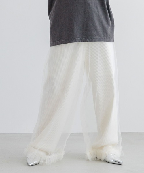 yuw（ユウ）の「イージーリブニットパンツ 991349（スウェットパンツ・レディース・ホワイト/ブラック・FREE）」の14枚目の写真
