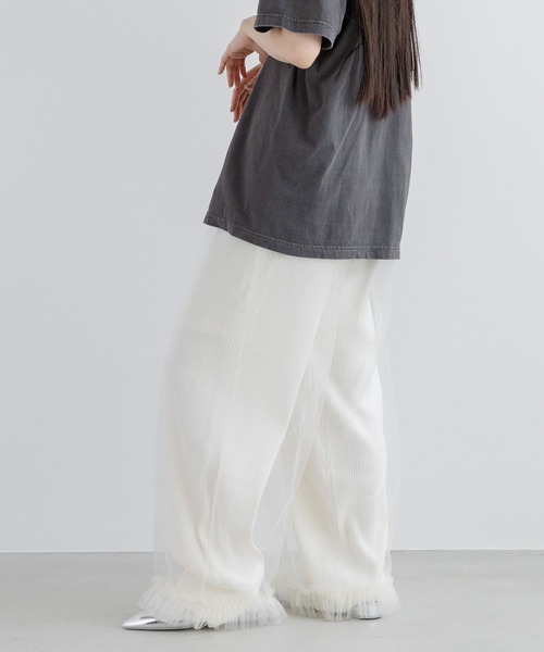 yuw（ユウ）の「イージーリブニットパンツ 991349（スウェットパンツ・レディース・ホワイト/ブラック・FREE）」の16枚目の写真