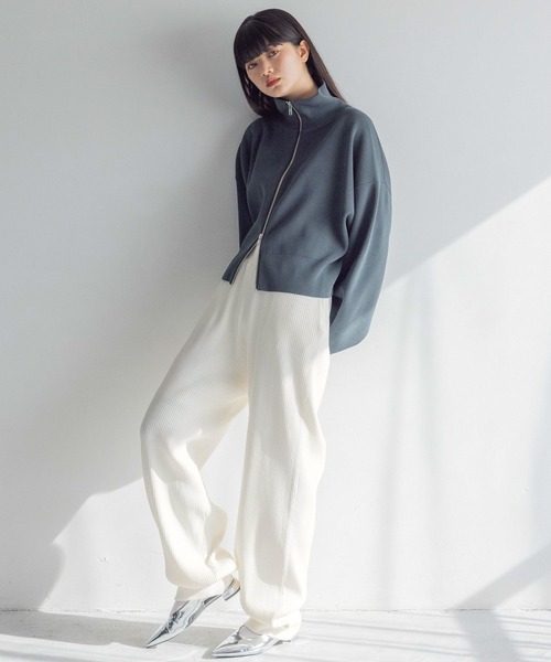 yuw（ユウ）の「イージーリブニットパンツ 991349（スウェットパンツ・レディース・ホワイト/ブラック・FREE）」の21枚目の写真