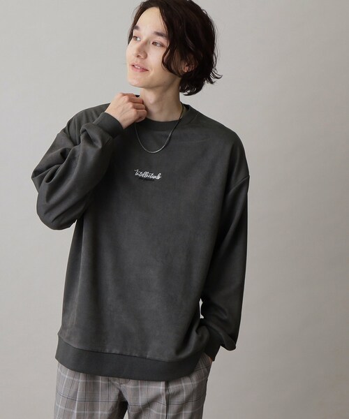 THE SHOP TK （ザ ショップ ティーケー ）の「◆【ネックレスセットアイテム】フェイクスウェードロゴプルオーバー（Tシャツ/カットソー・メンズ・ライトグリーン/アイボリー/スミクロ・02/03/04）」の3枚目の写真