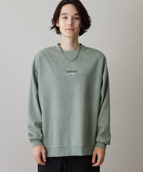 THE SHOP TK （ザ ショップ ティーケー ）の「◆【ネックレスセットアイテム】フェイクスウェードロゴプルオーバー（Tシャツ/カットソー・メンズ・ライトグリーン/アイボリー/スミクロ・02/03/04）」の4枚目の写真