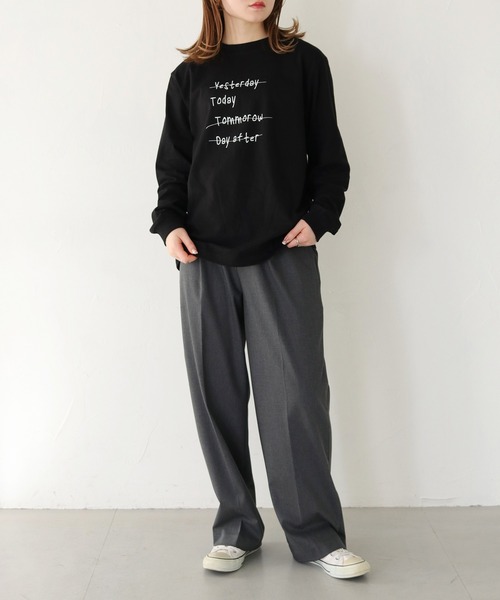 HER CLOSET(ハークローゼット)の「【HER CLOSET】WEB限定手描きロゴロンT WEB LIMITED HAND-DRAWN LOGO LONG TEE(Tシャツ/カットソー・レディース・オフホワイト/ブラック・S/M)」の22枚目の写真