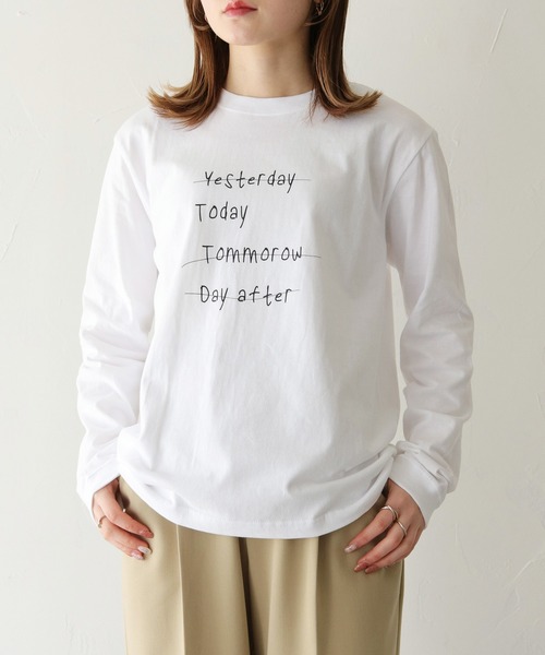 HER CLOSET(ハークローゼット)の「【HER CLOSET】WEB限定手描きロゴロンT WEB LIMITED HAND-DRAWN LOGO LONG TEE(Tシャツ/カットソー・レディース・オフホワイト/ブラック・S/M)」の7枚目の写真