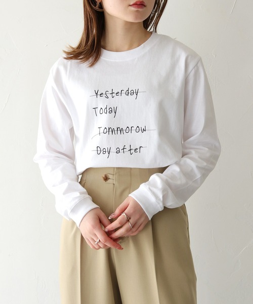 HER CLOSET(ハークローゼット)の「【HER CLOSET】WEB限定手描きロゴロンT WEB LIMITED HAND-DRAWN LOGO LONG TEE(Tシャツ/カットソー・レディース・オフホワイト/ブラック・S/M)」の10枚目の写真
