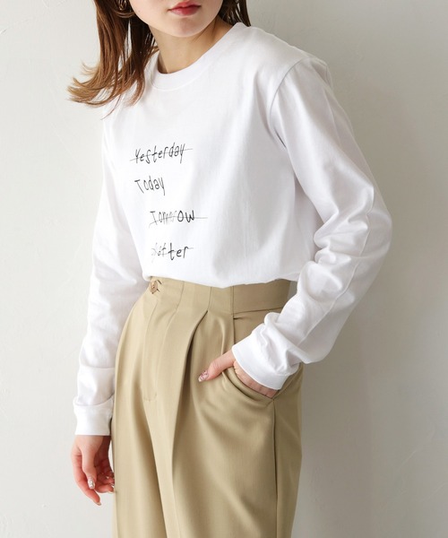 HER CLOSET(ハークローゼット)の「【HER CLOSET】WEB限定手描きロゴロンT WEB LIMITED HAND-DRAWN LOGO LONG TEE(Tシャツ/カットソー・レディース・オフホワイト/ブラック・S/M)」の13枚目の写真