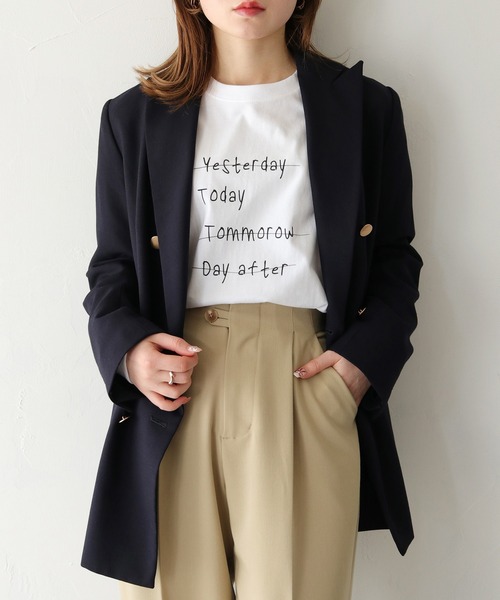 HER CLOSET(ハークローゼット)の「【HER CLOSET】WEB限定手描きロゴロンT WEB LIMITED HAND-DRAWN LOGO LONG TEE(Tシャツ/カットソー・レディース・オフホワイト/ブラック・S/M)」の4枚目の写真