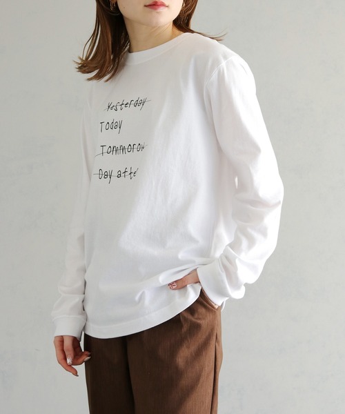 HER CLOSET(ハークローゼット)の「【HER CLOSET】WEB限定手描きロゴロンT WEB LIMITED HAND-DRAWN LOGO LONG TEE(Tシャツ/カットソー・レディース・オフホワイト/ブラック・S/M)」の5枚目の写真