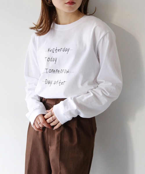 HER CLOSET(ハークローゼット)の「【HER CLOSET】WEB限定手描きロゴロンT WEB LIMITED HAND-DRAWN LOGO LONG TEE(Tシャツ/カットソー・レディース・オフホワイト/ブラック・S/M)」の14枚目の写真