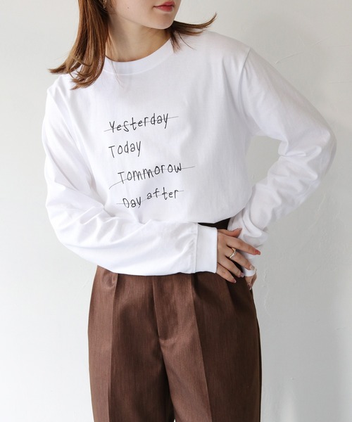 HER CLOSET(ハークローゼット)の「【HER CLOSET】WEB限定手描きロゴロンT WEB LIMITED HAND-DRAWN LOGO LONG TEE(Tシャツ/カットソー・レディース・オフホワイト/ブラック・S/M)」の15枚目の写真