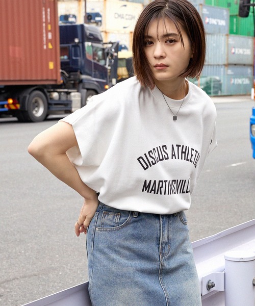 DISCUS ATHLETIC(ディスカス アスレチック)の「DISCUS ATHLETIC/ディスカス アスレチック フレンチテリー カレッジロゴ フレンチスリーブTシャツ(Tシャツ/カットソー・レディース・オートミール/ピンク/ブラック/オフホワイト・M)」の11枚目の写真