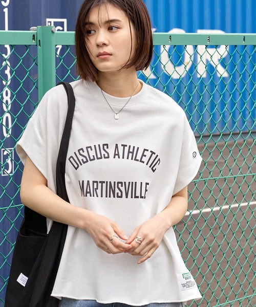 DISCUS ATHLETIC(ディスカス アスレチック)の「DISCUS ATHLETIC/ディスカス アスレチック フレンチテリー カレッジロゴ フレンチスリーブTシャツ(Tシャツ/カットソー・レディース・オートミール/ピンク/ブラック/オフホワイト・M)」の12枚目の写真