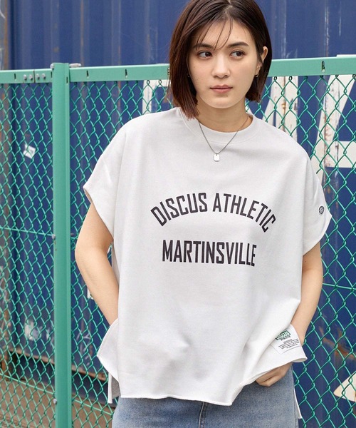DISCUS ATHLETIC(ディスカス アスレチック)の「DISCUS ATHLETIC/ディスカス アスレチック フレンチテリー カレッジロゴ フレンチスリーブTシャツ(Tシャツ/カットソー・レディース・オートミール/ピンク/ブラック/オフホワイト・M)」の13枚目の写真