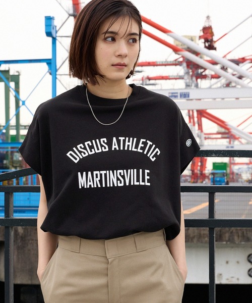 DISCUS ATHLETIC(ディスカス アスレチック)の「DISCUS ATHLETIC/ディスカス アスレチック フレンチテリー カレッジロゴ フレンチスリーブTシャツ(Tシャツ/カットソー・レディース・オートミール/ピンク/ブラック/オフホワイト・M)」の16枚目の写真