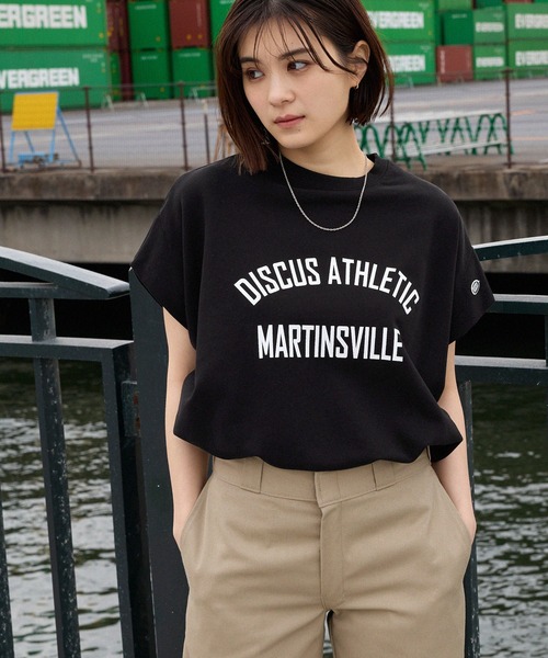 DISCUS ATHLETIC(ディスカス アスレチック)の「DISCUS ATHLETIC/ディスカス アスレチック フレンチテリー カレッジロゴ フレンチスリーブTシャツ(Tシャツ/カットソー・レディース・オートミール/ピンク/ブラック/オフホワイト・M)」の19枚目の写真