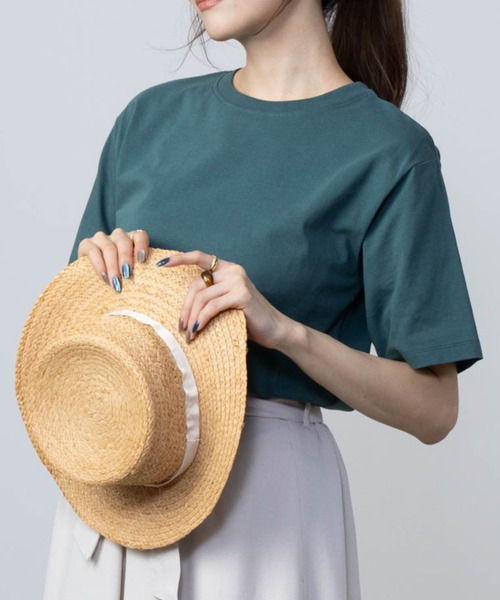 NAVY(ネイビー)の「NAVY 抗菌・UVカット・紫外線対策 ベーシッククルーTシャツ(Tシャツ/カットソー・レディース・ベージュ/ホワイト/ブラック/ネイビー/ブルーグリーン・M/L/XL/S)」の5枚目の写真